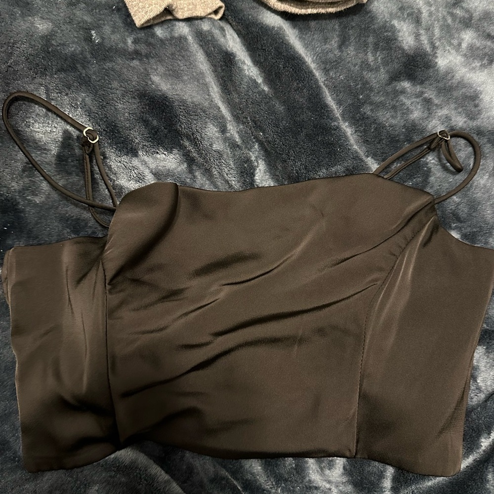 Emory Park Black Sleeveless Bustier Camisole with Asymmetrical Style